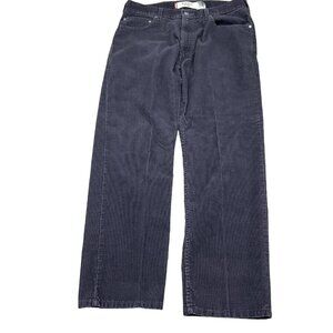 Levis 505 Pants Men 36W x 30L Gray Corduroy Regular Fit Cotton Black Batwing VTG